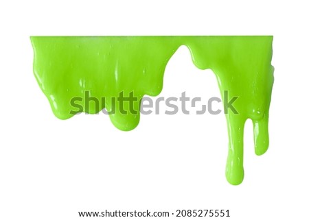 flowing green slime isolated on a white background Royalty-Free Stock Photo #2085275551