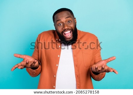 Photo of young afro man happy positive smile ask questioned puzzled isolated over teal color background Royalty-Free Stock Photo #2085278158