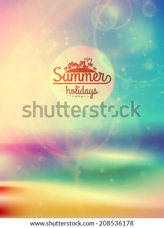 Summer holidays typography background with sun, sea and sky. EPS10