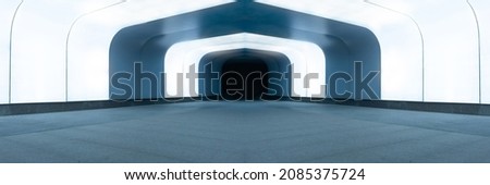 panoramic empty concrete road for parking lot to display with futuristic style. Royalty-Free Stock Photo #2085375724