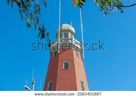 Portland Observatory at 138 Congress Street on Munjoy Hill in Portland, Maine ME, USA. This observatory is a historic maritime signal tower built in 1807. 