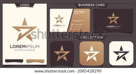 Star Logo. White Linear Style with Blue Sky Arrow Up isolated