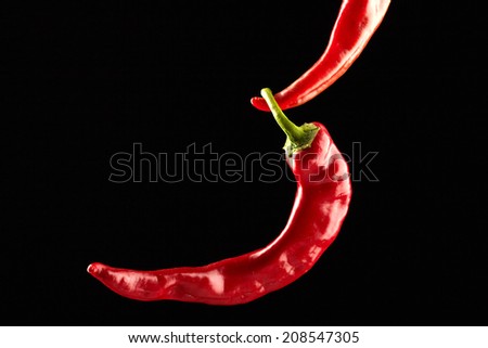 Hot peppers, chili, beautiful studio photos