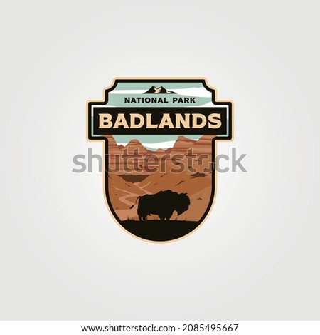 badlands national park logo vintage vector patch illustration design, travel badge design Royalty-Free Stock Photo #2085495667