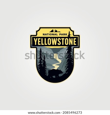 yellowstone national park logo patch vector emblem illustration design, travel badge design Royalty-Free Stock Photo #2085496273