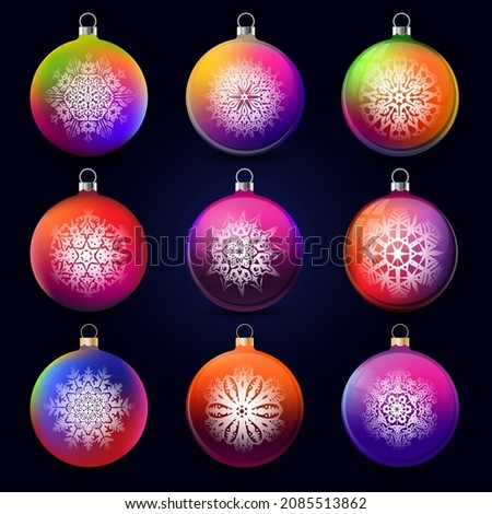 Vector Christmass Balls Set, Realistic Holiday Decorations