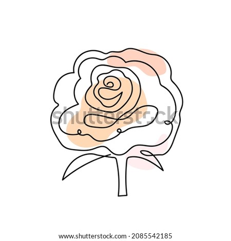 Rose flower drawing in line style. Vector modern illustration