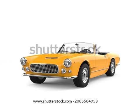 Sunny yellow vintage convertible car - 3D Illustration