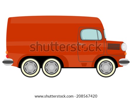 Illustration of funny cartoon truck. Vector 