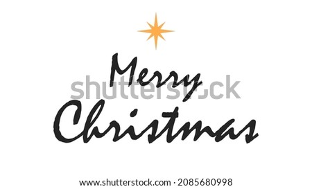 Caption: "Merry Christmas". Christian holiday. The birth of Jesus Christ. Vector illustration