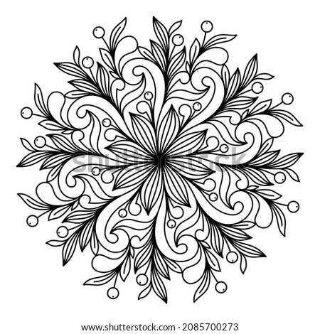 VECTOR COLORING IN THE FORM OF A ROUND PLANT MANDALA