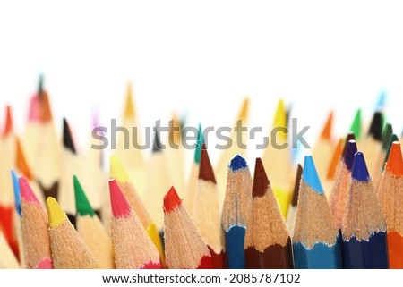 Close up texture of wooden color pencils