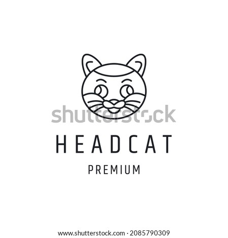 Head Pet Cat Logo design with Line Art On White Backround
