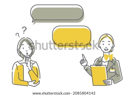 customer and seller, simple line art illustration Royalty-Free Stock Photo #2085804142