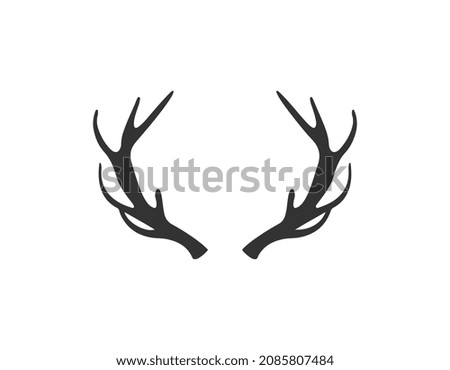 Deer antlers silhouette isolated on white background. Horns icon