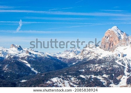 Dolomities Dolomiti Italy in wintertime beautiful alps winter mountains in town Cortina d'Ampezzo ski resort area