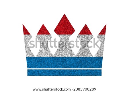Bright glitter crown in colors of national flag on white background. Luxembourg