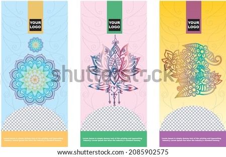 Vector set of packaging design templates, beauty products, organic and healthy food with leaves and flowers - modern ornaments