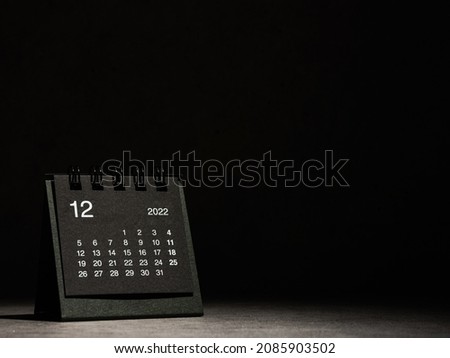 2022 December calendar on black background  Royalty-Free Stock Photo #2085903502