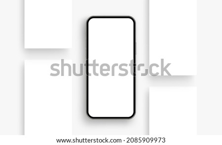 Phone Mockup with Blank Web Pages for Social Media Posts or Apps. Vector Illustration