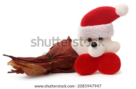 Dry rose buds with santa claus as symbols of Christmas