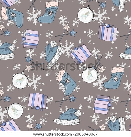New Years pattern. Christmas seamless illustration, blank for designer, logo, icon, textile