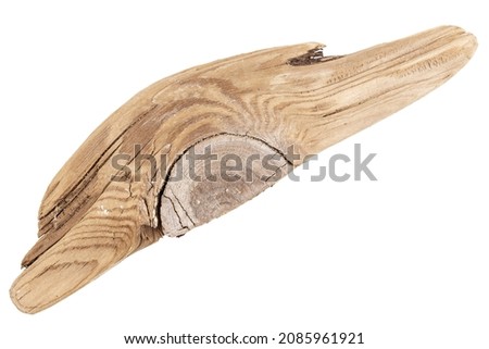 Piece of driftwood isolated on white background.