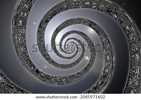 Surreal infinity time spiral in space, abstract fractal spiral 3d illustration