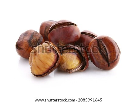 roasted chestnuts isolated on white Royalty-Free Stock Photo #2085991645