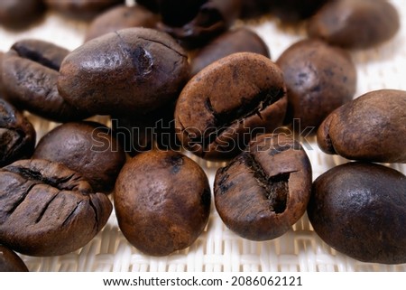 Isolated coffee beans close up