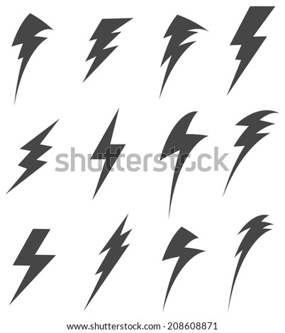 Set of Lightening Bolt Icon - Illustration Royalty-Free Stock Photo #208608871