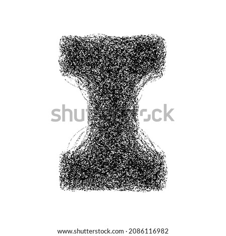 Decorative letter i made of particles isolated on white background. Vector illustration