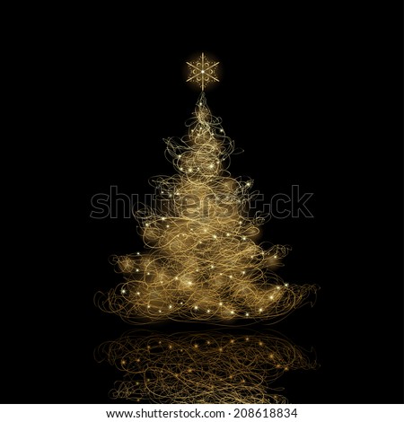 Christmas Tree, vector eps9. Background color can be changed without loosing the glow effect