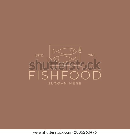 Fish food restaurant simple moniline logo design