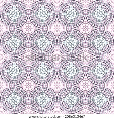 seamless colorful ornament for design and backgrounds. Blue and pink circle pattern for textile and wallpaper.