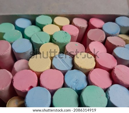 closeup of colorful chalks collection