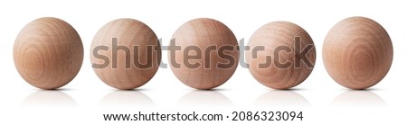 wooden sphere ball. circle made of wood isolated on white background Royalty-Free Stock Photo #2086323094