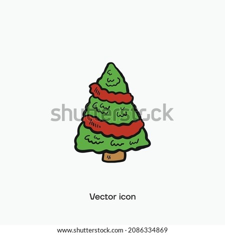 Multicolor christmas tree vector icon. Premium quality.