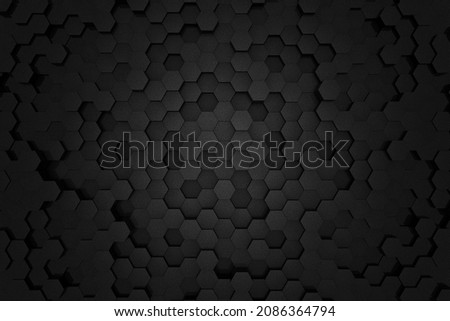 Honeycombs. Background abstract minimalistic texture with many rows of volumetric figures of hexagons lying in the light. Animation. Mobile briquette wall.