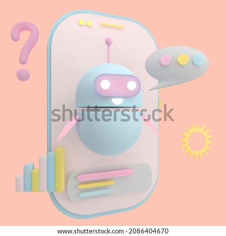 Robot chatbot icon 3d. Cute AI bot helper mascot character cartoon symbol business assistant. 3d illustration.