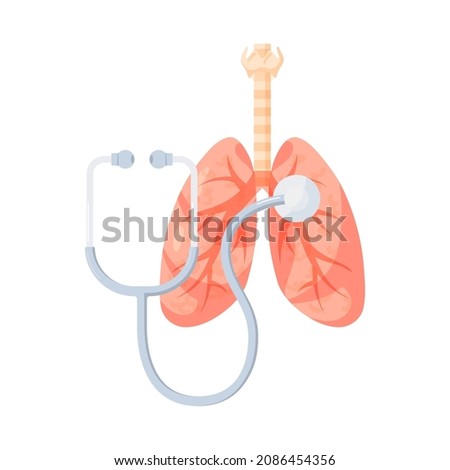 Lung diagnostic test. Respiratory system clip art for medical designs. Vector illustration isolated on a white background in cartoon style.