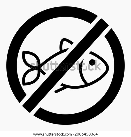 No fish. Lack of fish. Fishing ban. No fishing. Commercial line vector icon for websites and mobile minimalistic flat design.
