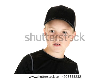 Portrait of young boy baseball player close-up