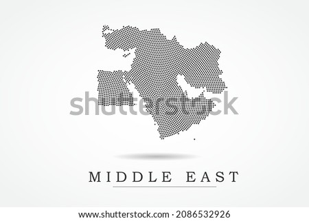 Middle East Map - World map vector template with Black dots, grid, grunge, halftone style isolated on white background for education, infographic, design, website - Vector illustration eps 10 Royalty-Free Stock Photo #2086532926