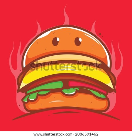 hot burger art cartoon wallpaper design