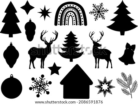 Christmas silhouette vector illustration. New Year elements