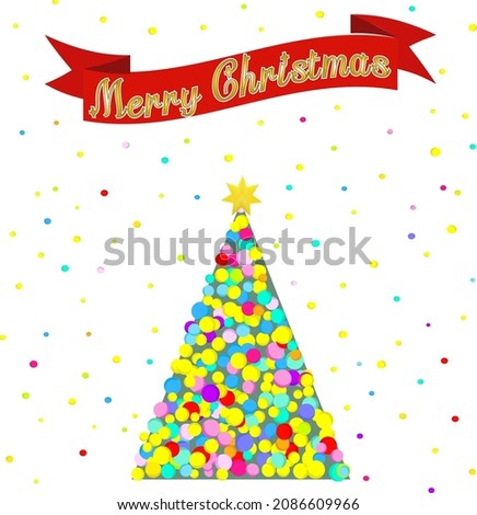 Christmas tree made of balls of light, gold-colored text of "Merry Christmas".