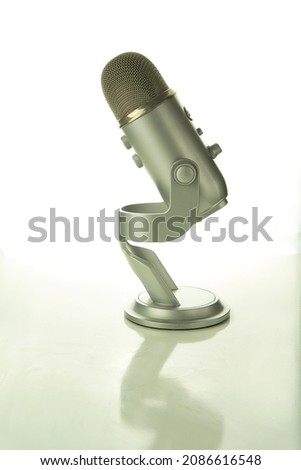 retro metal microphone on white background, product