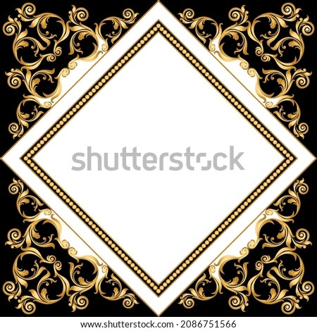 Golden baroque frame pattern. Vector design for fashion prints and backgrounds.