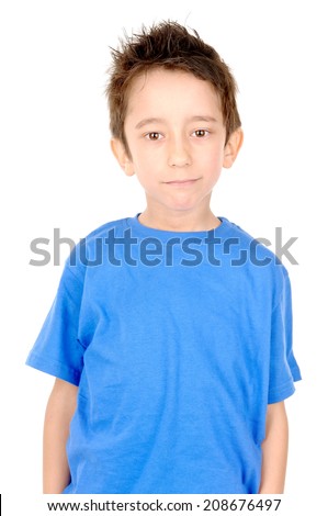 little boy isolated in white